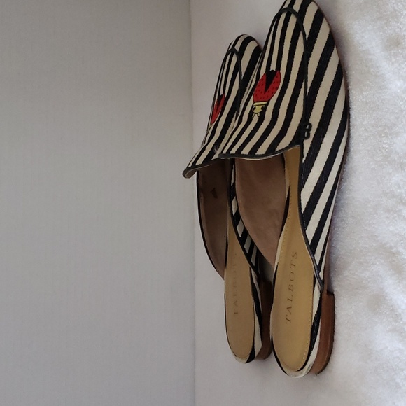 Talbots | Women's Lady Bugs Black/White Gold Stripes Slip-On Mules Sz 7M - Picture 4 of 10